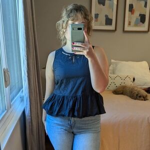 Madewell Embroidered Peplum Top